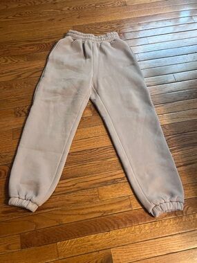 Women’s beige Comfrt Oversize Baggy Minimalist Jogger Sweatpants XS